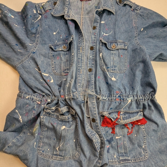 Cherry Coke Repurposed Blue Jean Denim Jacket XXL - Picture 4 of 8